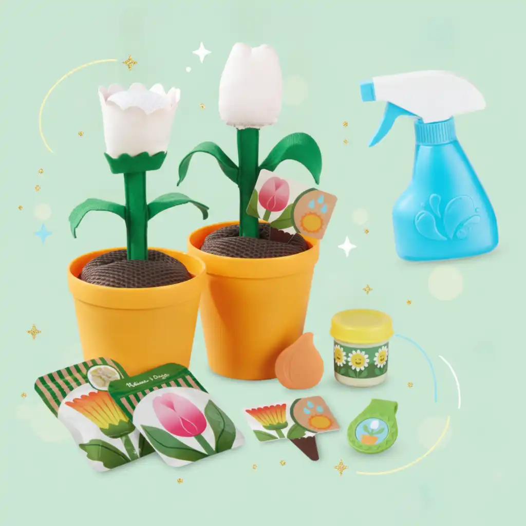 Ensemble détaillée pour les petits jardiniers avec des couleurs changeantes.