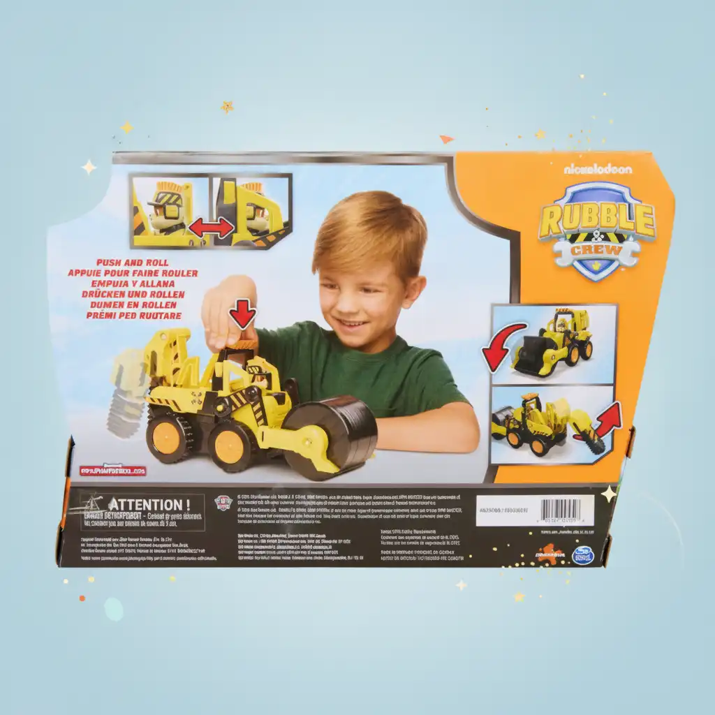 Finition détaillée du bulldozer Interactif pour les petits constructeurs.