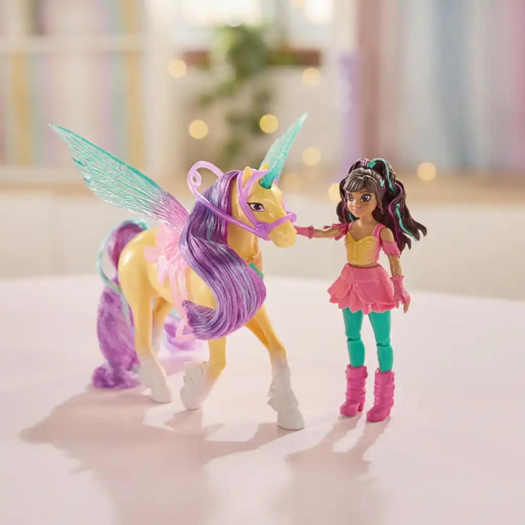 Prenez soin de la crinière de votre licorne avec la brosse fournie.