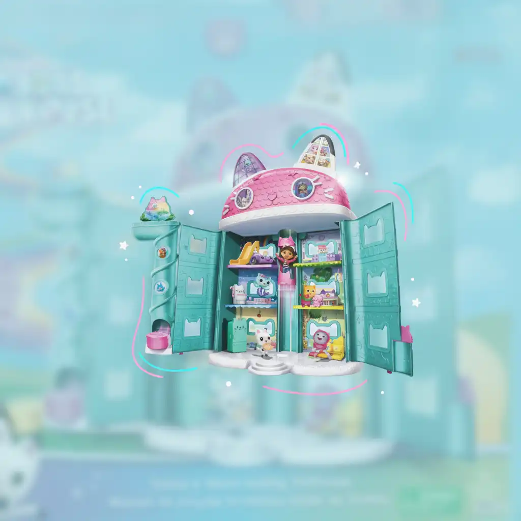 Maison de poupée finement travaillée avec des éléments Interactif pour un excellent divertissement.